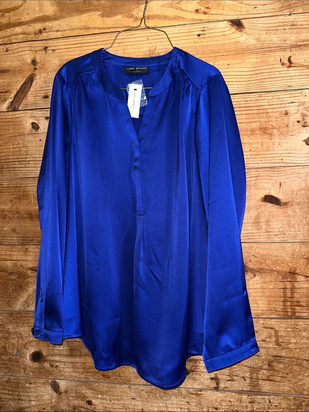 Lane Bryant Cobalt Blue Split-Neck Blouse NWT